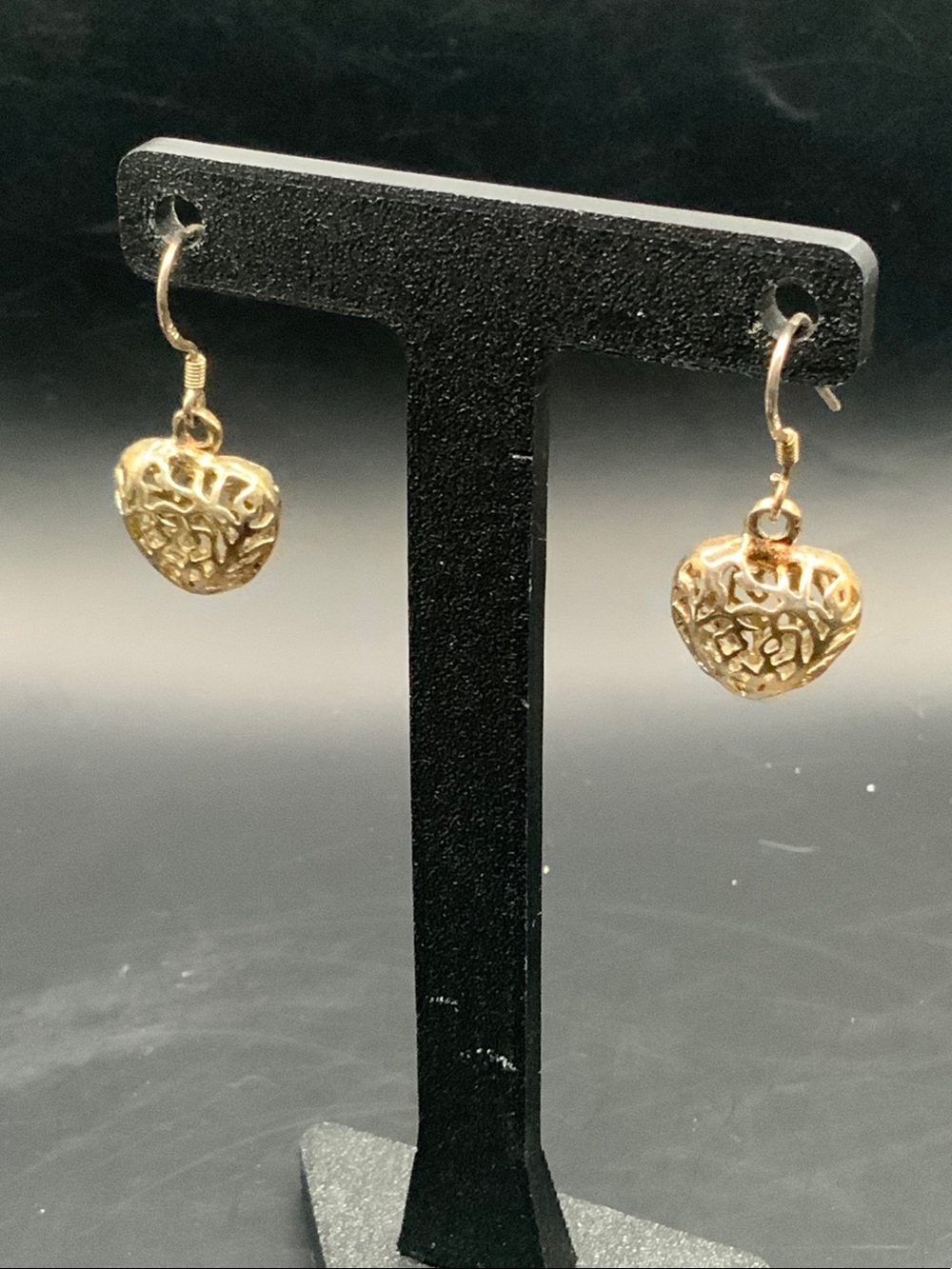 Gold Heart Filigree Drop Earrings - Women Jewelry